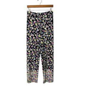 Vicky Tiel Women's XL Floral High Rise Drawstring Pants Wide‎ Leg Flowy Hippie